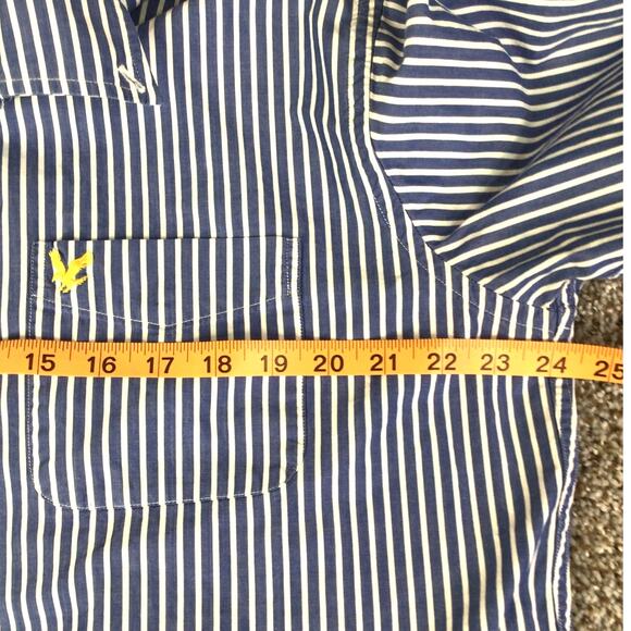 Lyle & Scott button up Blue White Striped shirt size L - Picture 8 of 10